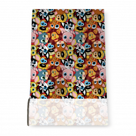 Stretch Fabric, Animal Faces Red