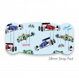Pad L to fit 38mm Strap Printed Racing Cars Blue