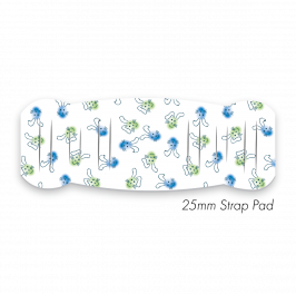 Pad M to fit 25mm Strap Printed  Bunnies Blue-Green