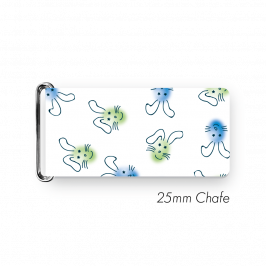 Chafe, 1" (25mm) with PVC SS Loop Printed  Bunnies Blue-Gree