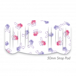 Pad XL to fit 50mm Strap Printed Bunnies Pink-Purple
