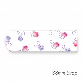 Strap 1.5" x 20" (38 x 500mm)  Bunnies Pink- Purple