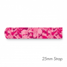 Strap, 1" x 20" (25 x 500mm)  Printed Camoskull Pink
