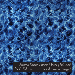 Stretch Fabric Flames Blue, 1.4 x 1m