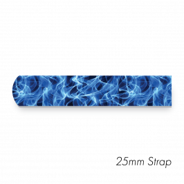 Strap, 1" x 20" (25 x 500mm)  Printed Flames Blue
