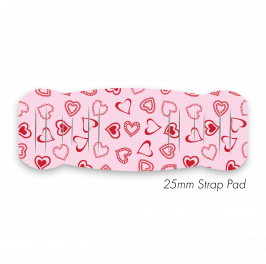 Pad M to fit 25mm Strap Printed Hearts Red-Pink