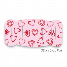 Pad L to fit 38mm Strap Printed Hearts Red-Pink