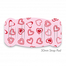 Pad XL to fit 50mm Strap Printed Hearts Red-Pink