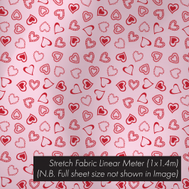Stretch Fabric Hearts Red-Pink, 1.4 x 1m