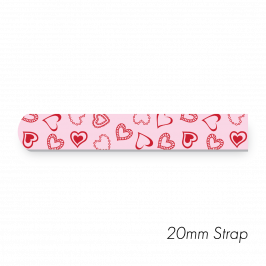 Strap 3/4" x 12" (20 x 300mm )  Printed Hearts Red-Pink