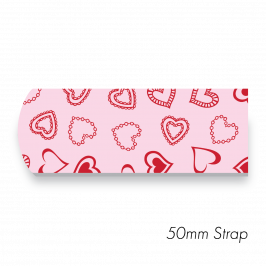 Strap 2" x 20" (50 x 500mm)  Printed Hearts Red-Pink