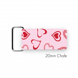Chafe, 3/4" (20mm)  with PVC SS Loop Printed Hearts Red-Pink
