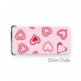 Chafe, 1" (25mm) with PVC SS Loop Printed Hearts Red-Pink