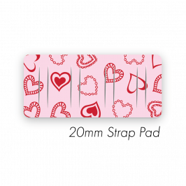 Pad S to fit 20mm Strap Printed Hearts Red-Pink