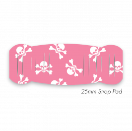 Pad M to fit 25mm Strap Printed Jolly Roger Pink No Lines