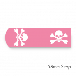 Strap 1.5" x 20" (38 x 500mm)  Printed Jolly Roger Pink No Lines