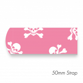 Strap 2" x 20" (50 x 500mm)  Printed Jolly Roger Pink No Lines