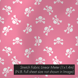 Stretch Fabric Jolly Roger Pink No Lines, 1.4 x 1m