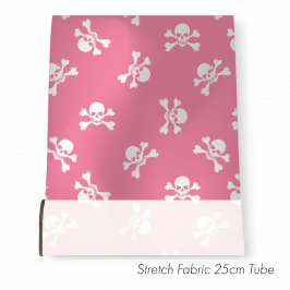 Stretch Fabric Jolly Roger Pink No Lines, 25cm x 1.4m