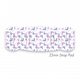 Pad M to fit 25mm Strap Printed Butterflies Lilac & Pink
