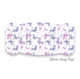 Pad L to fit 38mm Strap Printed Butterflies Lilac & Pink