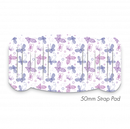 Pad XL to fit 50mm Strap Printed Butterflies Lilac & Pink