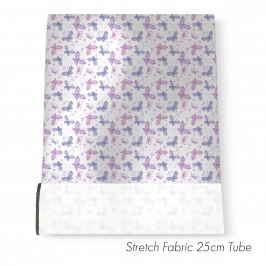 Stretch Fabric Butterflies Lilac & Pink Tube, 25cm x 1.4m