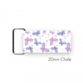 Chafe, 3/4" (20mm)  with PVC SS Loop Printed Butterflies Lilac & Pink