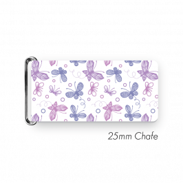 Chafe, 1" (25mm) with PVC SS Loop Printed Butterflies Lilac & Pink