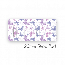 Pad S to fit 20mm Strap Printed Butterflies Lilac & Pink