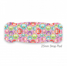 Pad M to fit 25mm Strap Printed Owls Pink