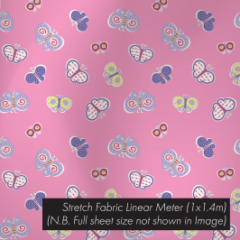 Stretch Fabric Pink Butterfly, 1.4 x 1m