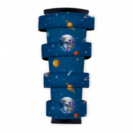 Polyester Fabric (Fire Retardant), Planets Blue, 1x1.4m