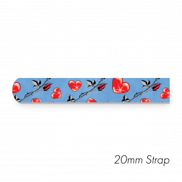 Strap 3/4" x 12" (20 x 300mm )  Printed Red Hearts