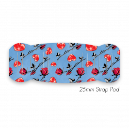 Pad M to fit 25mm Strap Printed Red Hearts