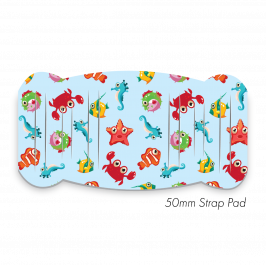 Pad XL to fit 50mm Strap Printed Sea Creatures Blue