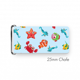 Chafe, 1" (25mm) with PVC SS Loop Printed Sea Creatures Blue