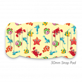 Pad XL to fit 50mm Strap Printed Sea Creatures Yellow