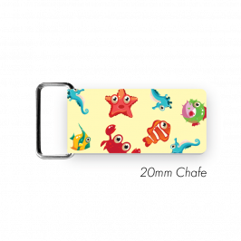 Chafe, 3/4" (20mm)  with PVC SS Loop Printed Sea Creatures Yellow