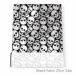 Stretch Fabric Skulls Black, 25cm x 1.4m
