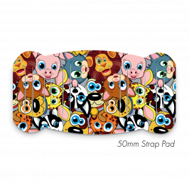 Pad XL to fit 50mm Strap printed Animal Faces Grey