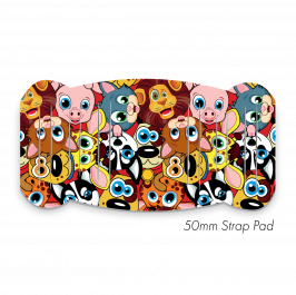 Pad XL to fit 50mm Strap printed Animal Faces Red