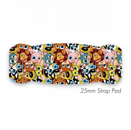 Pad M to fit 25mm Strap printed Animal Faces Yellow