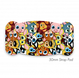 Pad XL to fit 50mm Strap printed Animal Faces Yellow